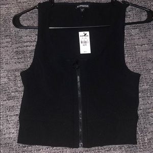 Express black zip up crop top